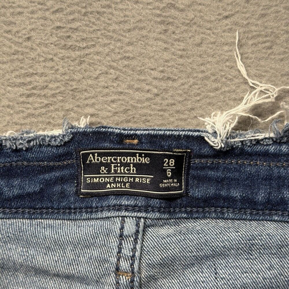 Abercrombie & Fitch Womens 6/28 Simone High Rise Ankle Distressed Blue Jeans - Picture 5 of 10